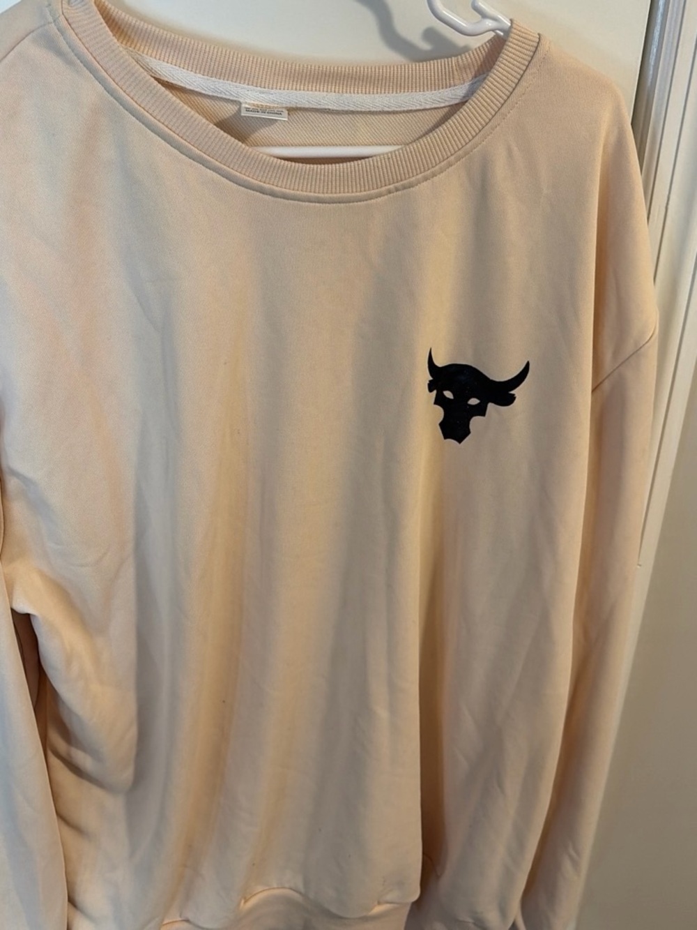 Kids Beige Crewneck Sweatshirt with Black Bull Logo